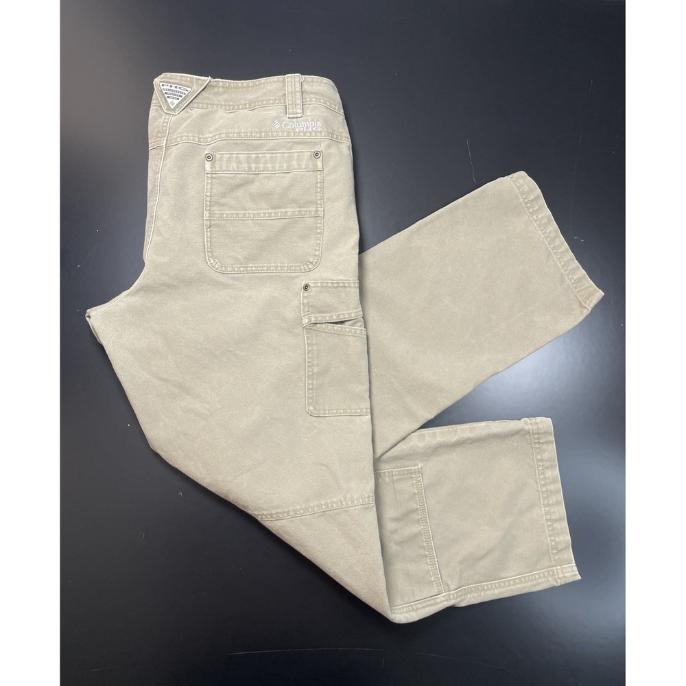 Columbia PHG Hunting Gear Mens 36x28 Tan Camo DoubleKnee Utility Carpenter Pants